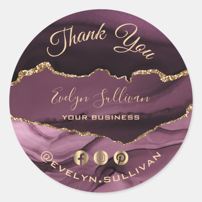 elegantes dunkelmauve-Spiel danke Ihnen Aufkleber (Vorderseite)