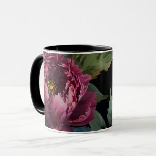 Elegantes dunkelrosa, blumenfarbenes Aquarell Tasse