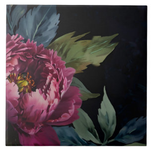 Elegantes dunkelrosa florales Aquarell Fliese