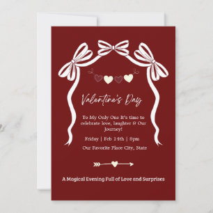 Elegantes dunkelrotes romantisches Valentinstag-De Einladung