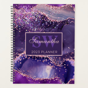 Elegantes dunkelviolettes und rosa glitzerndes Ach Planer