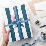 Elegantes dunkles Aquamarines und weißgestreiftes  Geschenkpapier<br><div class="desc">Einfache,  aquamarine Verpackung - perfekt für Hochzeiten,  Brautpartys und Geburtstage.</div>