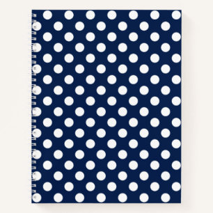 Elegantes dunkles Blau mit großen weißen Punkten Notizbuch
