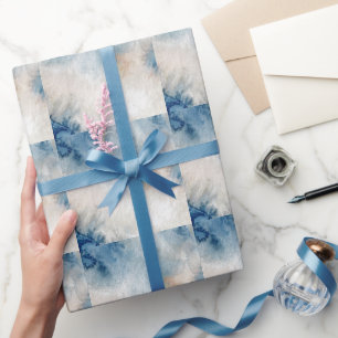 Elegantes dunkles blaues Gold Watercolor Wrapping Geschenkpapier