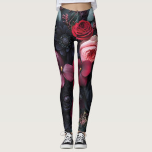 Elegantes dunkles Blumenarrangement mit Rose Leggings