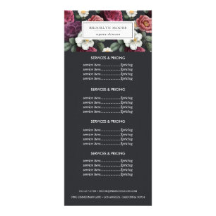Elegantes dunkles Blumenlogo Preisgestaltungsdie Werbekarte