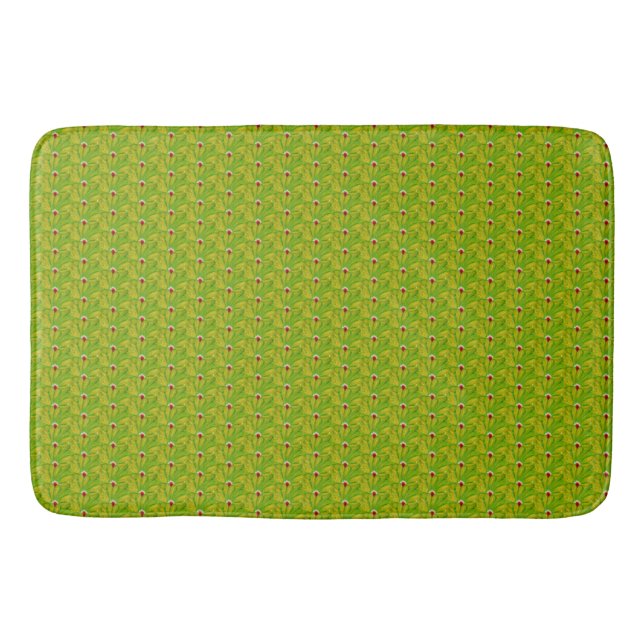 Elegantes dunkles chartreuse-grünes Blumenmuster Badematte (Vorderseite)