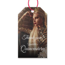 Elegantes dunkles Foto-Quinceañera-Geschenk-Tag