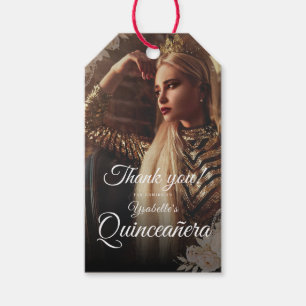 Elegantes dunkles Foto-Quinceañera-Geschenk-Tag Geschenkanhänger
