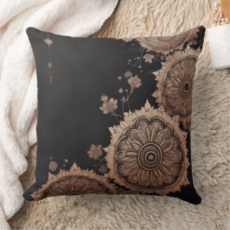 Elegantes dunkles gotisches goldenes Mandala  Kissen