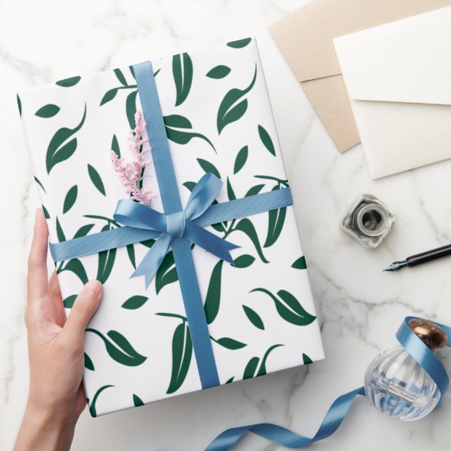 Elegantes dunkles grünes Leaf Wrapping Paper Geschenkpapier (Schenken)