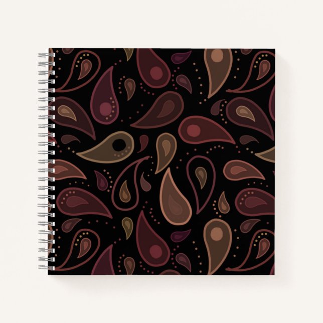 Elegantes dunkles modernes Paisley-Muster Notizbuch (Vorderseite)