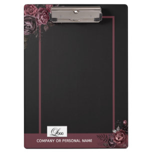 Elegantes dunkles schwarzes romantisches Rosen-Blu Klemmbrett