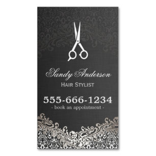 Elegantes dunkles Silber-Damaskus-Friseursalon-Ter Magnetische Visitenkarte