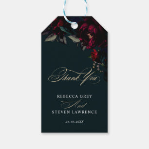 Elegantes dunkles Türkis rotes florales mysteriöse Geschenkanhänger
