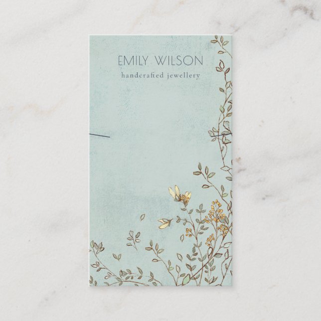 Elegantes Dusky Floral Aqua Band Nekklace Display Visitenkarte (Vorderseite)