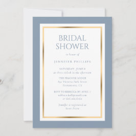 Elegantes Dusty Blue and Gold Brautparty Einladung