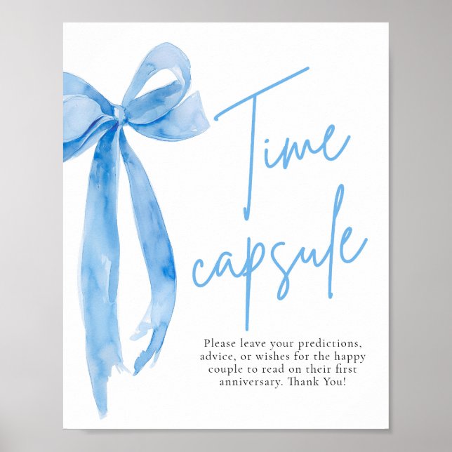 Elegantes Dusty Blue Bow Time Capsule Game Sign Poster (Vorne)