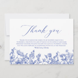 Elegantes Dusty Blue Floral Brautparty Dankeskarte