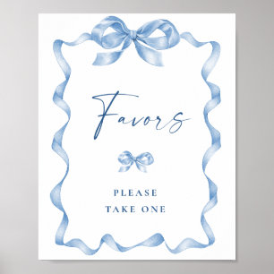 Elegantes Dusty Blue Hand Drawn Bow Brautparty Poster