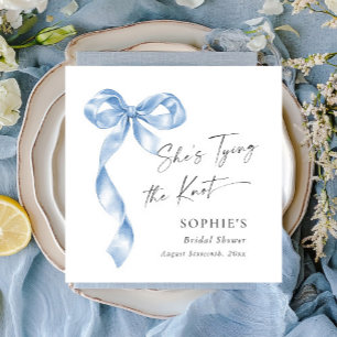 Elegantes Dusty Blue Hand Drawn Bow Brautparty Serviette