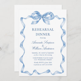 Elegantes Dusty Blue Hand Drawn Bow Probe Dinner Einladung