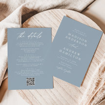 Elegantes Dusty Blue in einem QR-Code Hochzeit