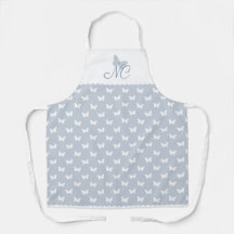Elegantes Dusty Blue Monogram Butterfly Muster