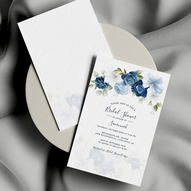 Elegantes Dusty Blue Watercolor Brautparty Einladung (Von Creator hochgeladen)