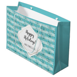 Elegantes Dusty Blue Watercolor Wildblumen Monogra Große Geschenktüte