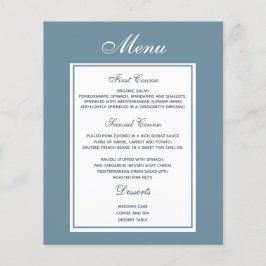 Elegantes Dusty Blue Wedding Menu