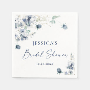 Elegantes Dusty Blue Winter Foliage Brautparty Serviette