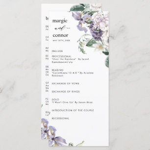Elegantes Dusty Lila Floral Wedding Programm