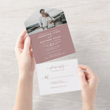 Elegantes Dusty Pink Calligraphy Foto Wedding