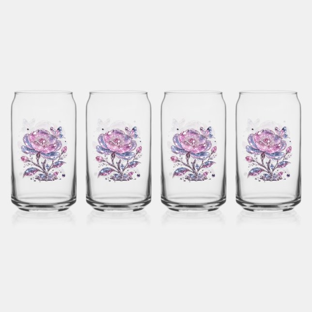 Elegantes Dusty Rose Botanisches Musterdesign Dosenglas (Vorderseite)