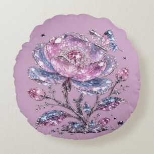 Elegantes Dusty Rose Botanisches Musterdesign Rundes Kissen