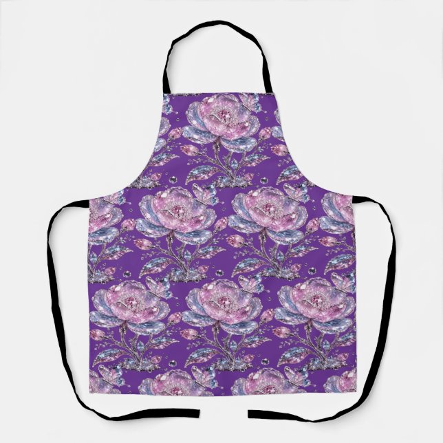 Elegantes Dusty Rose Botanisches Musterdesign Schürze (Vorderseite)