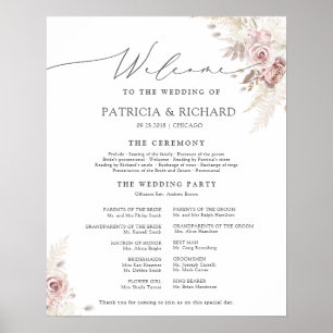 Elegantes Dusty Rose Florales Hochzeitszeremonie-P Poster