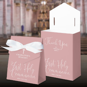 Elegantes Dusty Rose Pink Erste Heilige Kommunion Geschenkschachtel