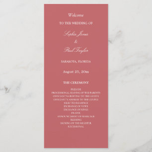 Elegantes Dusty Rose Pink Wedding Programm