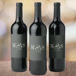 Elegantes ebony Ersteheliche Paare Weinetikett