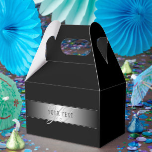 Elegantes, editierbares Monogramm-Skript in Schwar Geschenkschachtel