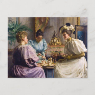 Elegantes Edwardianisches Nachmittagsteetreffen Postkarte