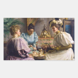 Elegantes Edwardianisches Nachmittagsteetreffen Rechteckiger Aufkleber
