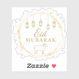 Elegantes Eid Mubarak Gold Lantern & Sheep Design Aufkleber