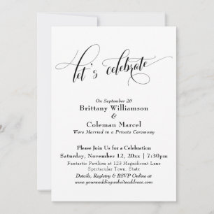 Elegantes Einfach Lass uns feiern Schwarz und Weiß Einladung