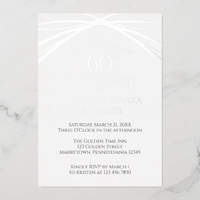 Elegantes einfaches 60-jähriges Party zum Hochzeit Folieneinladung (Vorderseite)