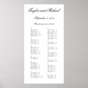 Elegantes, einfaches Alphabetisches Sitzdiagramm N Poster