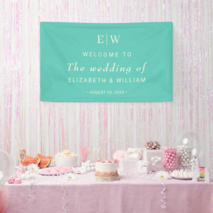 Elegantes einfaches Aquatic Awe mit Monogram Weddi Banner