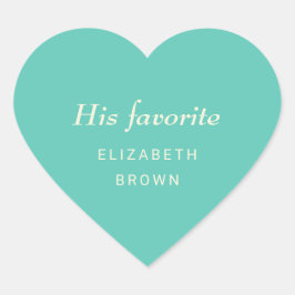 Elegantes einfaches Aquatic Awe mit Monogram Weddi Herz-Aufkleber